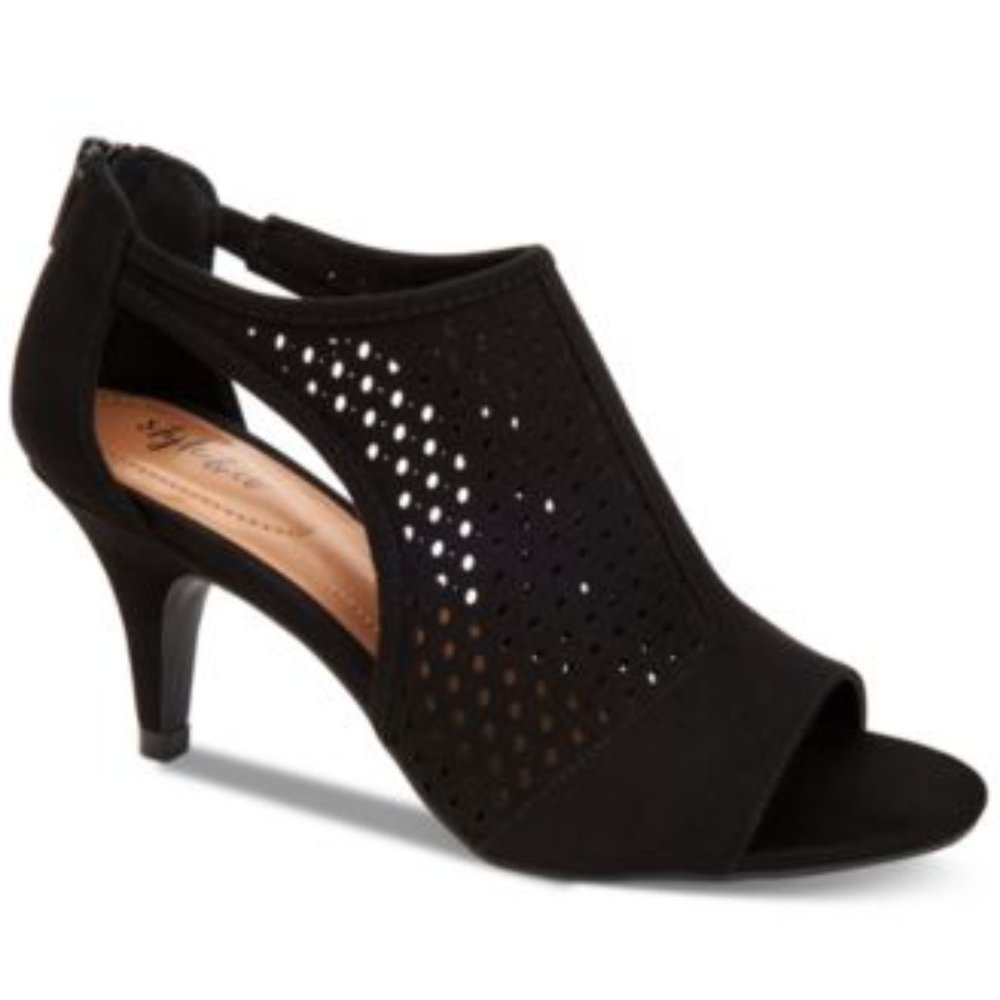 Style & Co. Womens Helaine Faux Suede Open Toe Booties